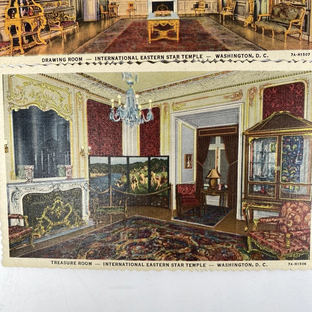 International Eastern Star Temple Postcard Lot 6 Unposted Study Treasure Room - Picture 4 of 8